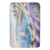 Mediterrane Lavendelkust met zeilboten Badmat (Voorkant Verticaal)