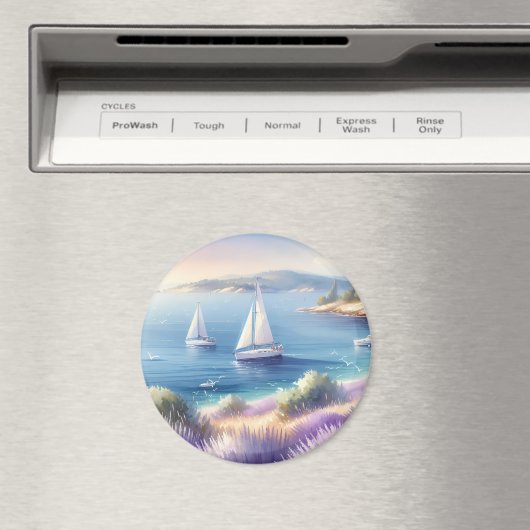 Mediterrane Lavendelkust met zeilboten Magneet (Insitu (Vaatwasser))