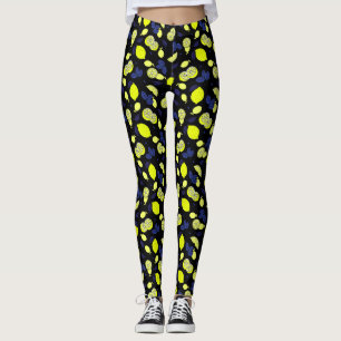 Mediterrane leeuwen Blauwe Zwarte Geel Leggings