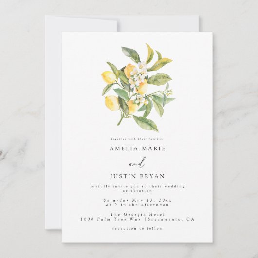 Mediterrane Lemon Citrus bruiloft uitnodiging (Voorkant)