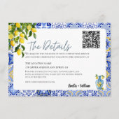 Mediterrane Lemon Wedding Details QR Code Informatiekaartje (Voorkant)