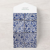 Mediterrane Lemons Portugese Tegels bruiloft All In One Uitnodiging (Buitenkant)