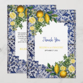 Mediterrane Lemons Portugese Tegels bruiloft Bedankkaart (Voorkant / Achterkant)