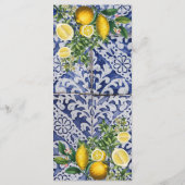 Mediterrane Lemons Portugese Tegels bruiloft Menu (Achterkant)