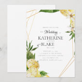 Mediterrane Lemons Tropical II Wedding Kaart (Voorkant / Achterkant)