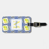 Mediterrane monogram op maat bagagelabel (Voorkant horizontaal)