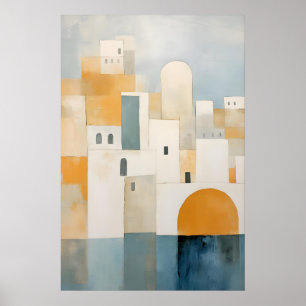 Mediterrane Stadslandschap Kunstprint Abstracte Ku Poster