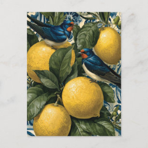 Mediterrane stijlillustratie van zwaluwen  briefkaart