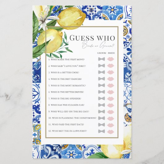 Mediterrane Tegel Citrus Vrijgezellenfeest Raad ee (Voorkant)