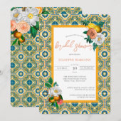 Mediterrane Tegel  Floral & Lemons Shower Kaart (Voorkant / Achterkant)