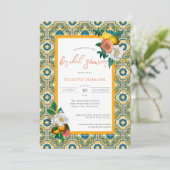 Mediterrane Tegel  Floral & Lemons Shower Kaart (Staand voorkant)