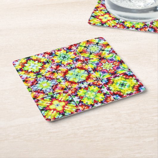 Mediterrane Tegels, Alcoholinkt Tegels, Majolica Vierkante Kartonnen Onderzetter (Schuin)