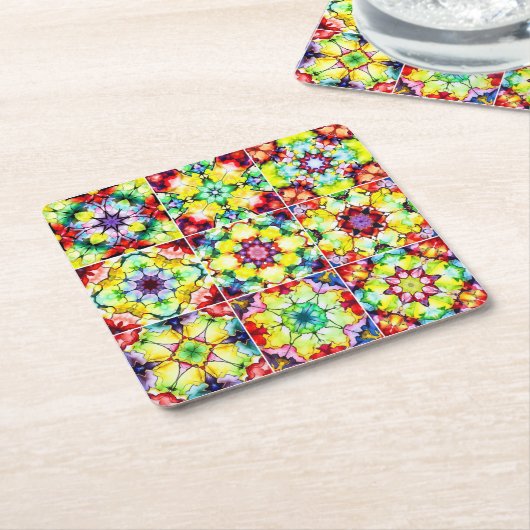 Mediterrane Tegels, Alcoholinkt Tegels, Majolica Vierkante Kartonnen Onderzetter (Schuin)