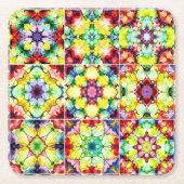 Mediterrane Tegels, Alcoholinkt Tegels, Majolica Vierkante Kartonnen Onderzetter (Voorkant)