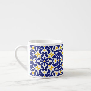 Mediterrane Tegels Blauw & Geel Patroon Espresso Kop