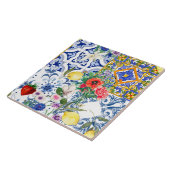 mediterrane tegels, citroen, bloemen, majolica, zo tegeltje (Zijkant)