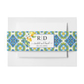 Mediterrane tegels, citroentakblauwe bruiloft uitnodigingen wikkel (Voorkant Voorbeeld)