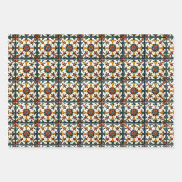 Mediterrane Tegels Inpakpapier Folk Art 3 Set