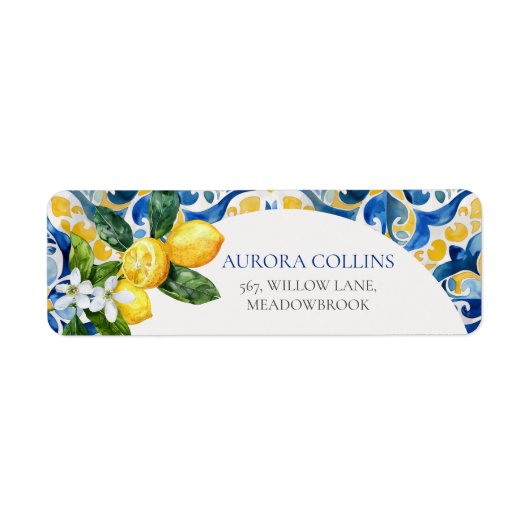 Mediterrane Tegels Lemon 25e Verjaardag Etiket (Voorkant)