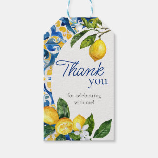 Mediterrane Tegels Lemon bedankt Verjaardag Cadeaulabel