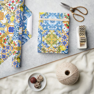 Mediterrane tegels, majolica, Siciliaanse stijl Cadeaupapier