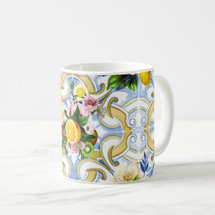 Mediterrane tegels, majolica, Siciliaanse stijl Koffiemok
