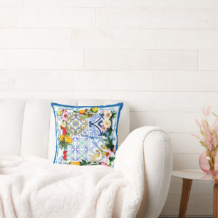 Mediterrane tegels, majolica, Siciliaanse stijl Kussen