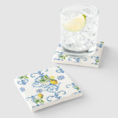 Mediterrane tegels, majolica, Siciliaanse stijl Stenen Onderzetter (Zijkant)