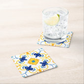 Mediterrane tegels, majolica, Siciliaanse stijl Vierkante Kartonnen Onderzetter (Insitu)