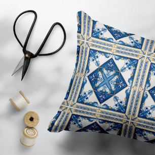 Mediterrane Tegels, Portugees, Azulejo, Majolica Accent Kussen