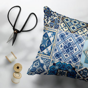 Mediterrane Tegels, Portugees, Azulejo, Majolica Accent Kussen