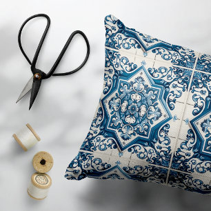 Mediterrane Tegels, Portugees, Azulejo, Majolica Accent Kussen
