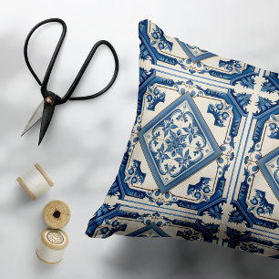 Mediterrane Tegels, Portugees, Azulejo, Majolica Accent Kussen