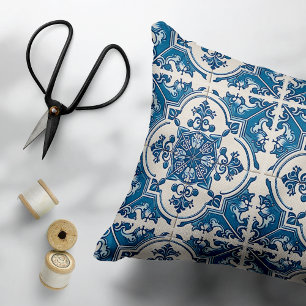 Mediterrane Tegels, Portugees, Azulejo, Majolica Accent Kussen