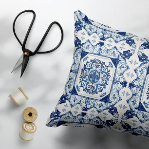 Mediterrane Tegels, Portugees, Azulejo, Majolica Accent Kussen