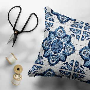 Mediterrane Tegels, Portugees, Azulejo, Majolica Accent Kussen