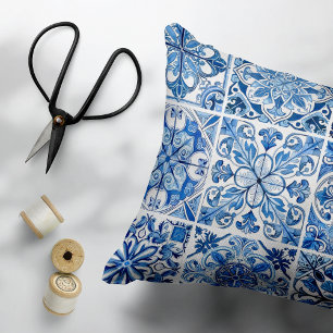 Mediterrane Tegels, Portugees, Azulejo, Majolica Accent Kussen