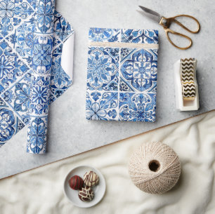 Mediterrane Tegels, Portugees, Azulejo, Majolica Cadeaupapier