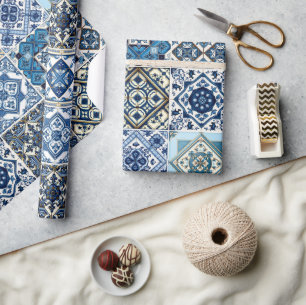 Mediterrane Tegels, Portugees, Azulejo, Majolica Cadeaupapier