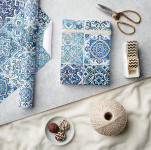 Mediterrane Tegels, Portugees, Azulejo, Majolica Cadeaupapier