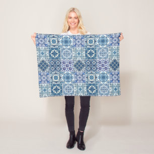 Mediterrane Tegels, Portugees, Azulejo, Majolica Fleece Deken