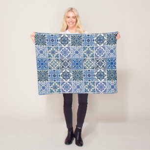 Mediterrane Tegels, Portugees, Azulejo, Majolica Fleece Deken