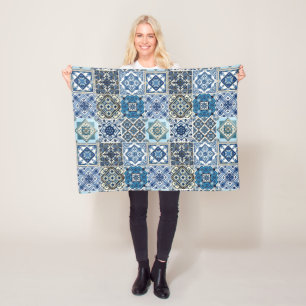 Mediterrane Tegels, Portugees, Azulejo, Majolica Fleece Deken