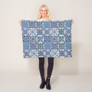 Mediterrane Tegels, Portugees, Azulejo, Majolica Fleece Deken