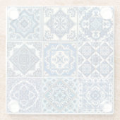 Mediterrane Tegels, Portugees, Azulejo, Majolica Glazen Onderzetter (Achterkant)