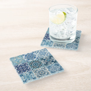 Mediterrane Tegels, Portugees, Azulejo, Majolica Glazen Onderzetter