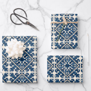 Mediterrane Tegels, Portugees, Azulejo, Majolica Inpakpapier Vel