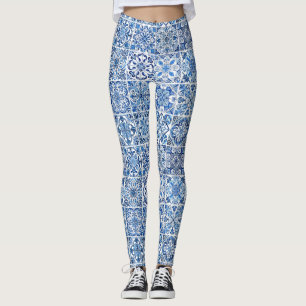 Mediterrane Tegels, Portugees, Azulejo, Majolica Leggings