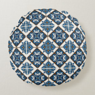 Mediterrane Tegels, Portugees, Azulejo, Majolica Rond Kussen