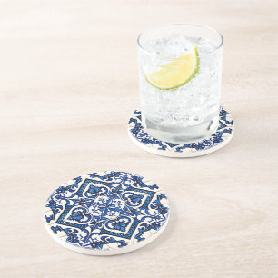 Mediterrane Tegels, Portugees, Azulejo, Majolica Zandsteen Onderzetter